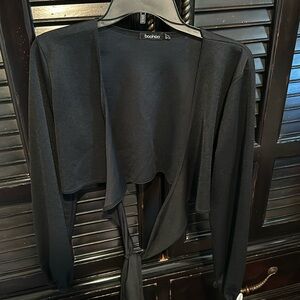 Boohoo Black Wrap Top